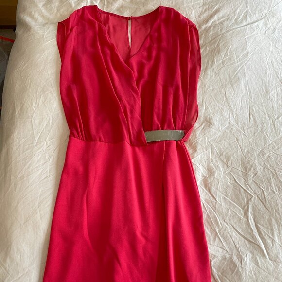 Brand New Red Sleeveless V-Neck Wrap Belted Dress – Elegant & Flattering Fit - Picture 2 of 6
